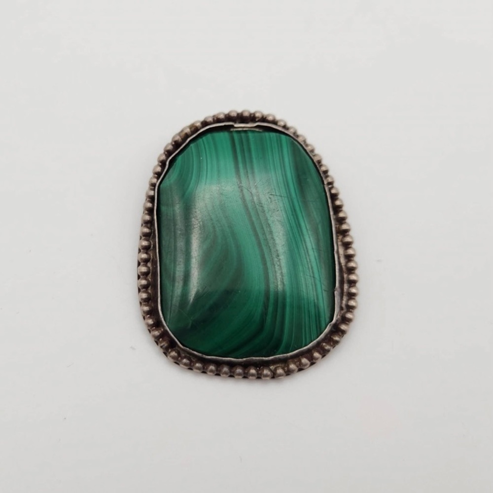 Sterling‎ Silver Native American Malachite Pendant 24g